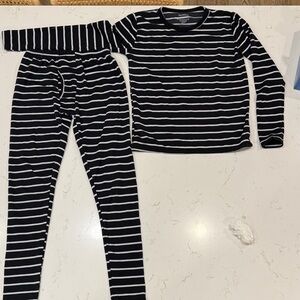 Rocky Black and White Striped boys long underwear set